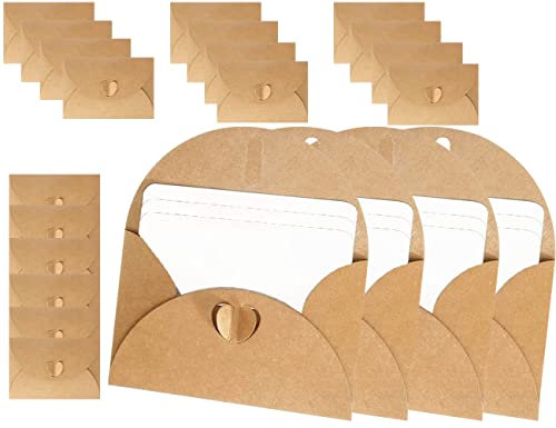 KAPSING 14 Stück mini Briefumschläge mit Blanko zum Selbstgestalten Herz Schloss Kraftpapier Umschläge Karten Gutscheine zum Selber Ausfüllen Kärtchen zum Beschriften für Geschenkkarten DIY Graffiti