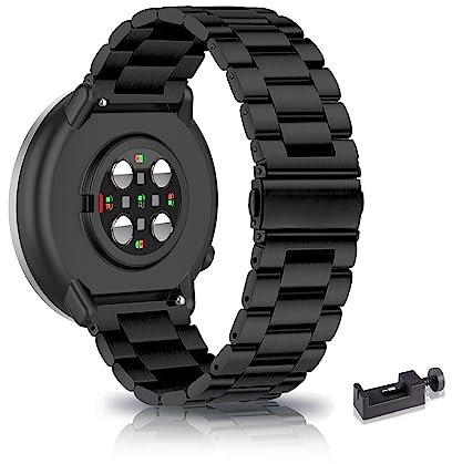 KUWAI Armband für Polar Ignite 2/Ignite 3, Edelstahl, Rostfreier Stahl, Klassisch, Faltschließe, Schwarz, Unisex