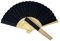 Parev Black Paper Foldable Hand Held Bamboo Wooden Fan