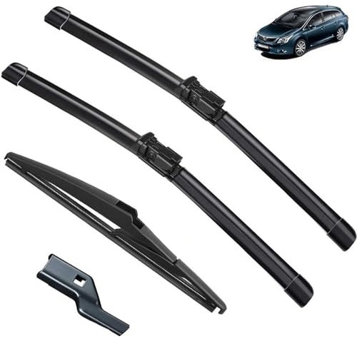 Wischerblätter, kompatibel mit Toyota Avensis T27 MK3 2009–2018, vorne und hinten, Scheibenwischer, Auto-Windschutzscheibe, Fensterschneider, Windschutzscheibenbürsten, Schrägheck (Color : Front Rear