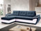 Easy4You ENZO Marineblau/Weiß Ecksofa L-Form Links 268 x 97 x 157 cm mit Schlaffunktion und Stauraum - Schlafsofa mit Bettkasten - Moderne Wohnzimmermöbel – Stoff: SORO 76 + Soft 17