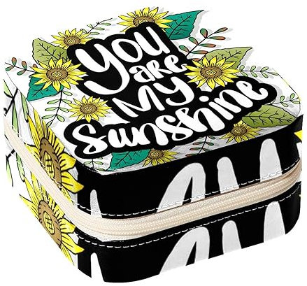 Eslifey Tragbare Reise-Mini-Schmuckschatulle mit Aufschrift You are My Sunshine, Sonnenblume, kleiner Schmuckkoffer für Damen, Leder-Ring-Organizer