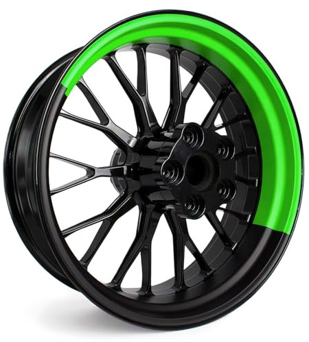 4-teiliges Felgenbettaufkleber Set für 17 Zoll Felgen Komplett Dekor Folie für Motorrad Felgenrandaufkleber selbstklebend wasserfest uv-beständig MR021 (04-03 Half Grün)