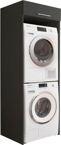 möbelando Waschmaschinenumbauschrank >LAUNDREEZY< in anthrazit - 67,5x200x67,5 (BxHxT)