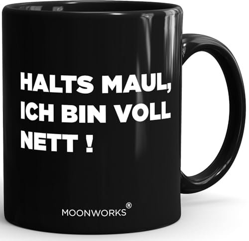 MoonWorks Tasse Böse Sprüche Sarkasmus Arbeitskollegen Geschenk Lustig Bürotasse Kaffeebecher Halts Maul schwarz standard