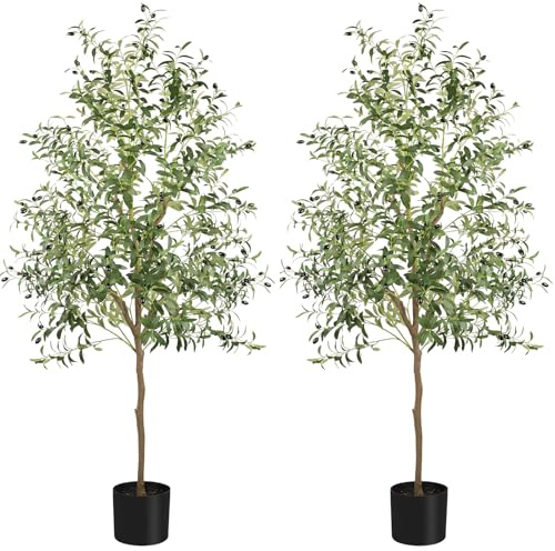YOLEO 7FT Artificial Olive Tree 2 Packs for Home Indoor Decor (Style 2) | Lifelike Faux Silk Tree 210cm