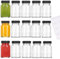 JORTINE 15 botellas de 60 ml para rellenar, pequeñas botellas de cristal con tapa y etiquetas, mini frascos de cristal, tarros de jengibre, tarros reutilizables de boca ancha para zumo, batidos