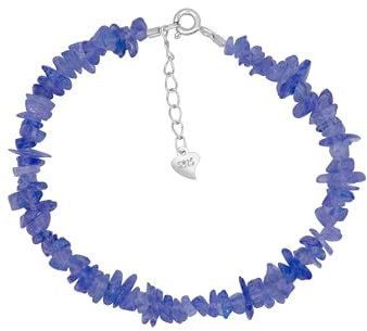 Tansanit Armband aus 925 Silber Edelmetall facettiert 3-5 mm Schmuck Natürlich Splitter (18 + 3 cm, 925 Silber)
