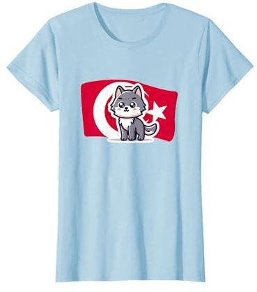 Adorable bannière turque fan de Turquie Drapeau turc Türkiye mignon loup T-Shirt