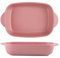 UGCER Pirofila in Ceramica con Doppi Manici, teglie rettangolari Serie Bake Teglie Versatili da Forno a tavola per Cucinare, Lasagne, sformati,Rosa