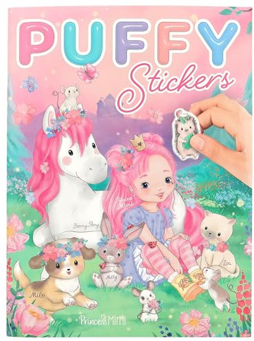 Depesche 12491 Princess Mimi - Puffy Stickerbuch mit 20 illustrierten Hintergrundseiten zum Selbstgestalten, inkl. 4 Doppelseiten Sticker
