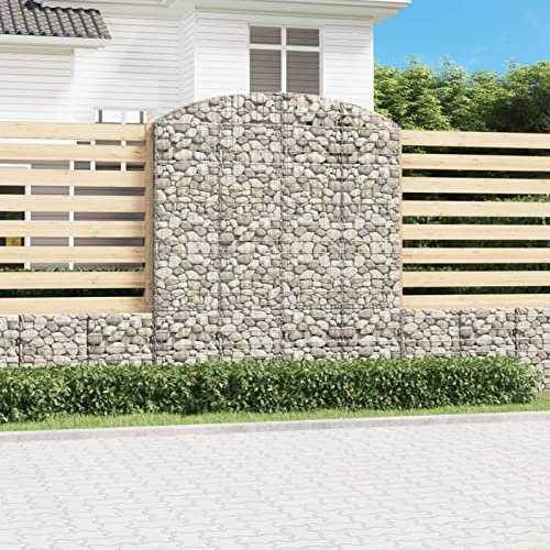 ZEYUAN Gabione mit Hochbogen, Gabionenkörbe, Gabionen Hochbeet, Steinkorb, Gabionengitter, Drahtkorb Für Pflanzen, Kräuterspirale Für Garten, 200x30x220/240 cm Verzinktes Eisen