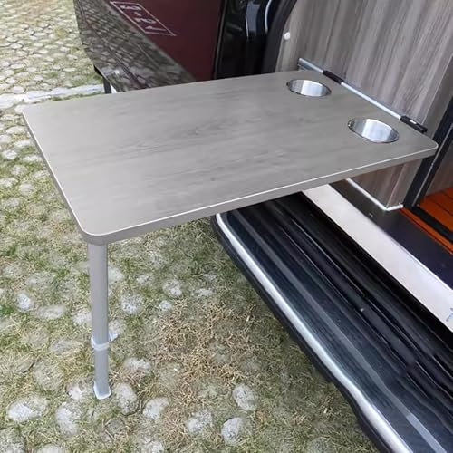 PQXQZ Wohnmobil Wandtisch Klappbar, Campingtisch Klappbar, Klapptisch, Höhenverstellbar, Ideal für Wohnmobile und Wohnwagen(Grau)
