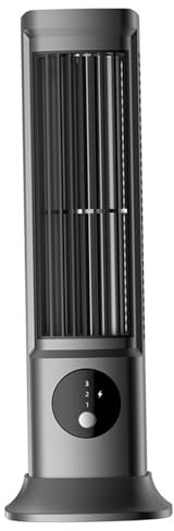 Tower Fan 3 Speeds 10.6 Bladeless Tower Fan Portable Low-Noise, Wide-Angle Oscillating Fan USB Rechargeable Desk Fan Standing Table Fan Standing Fan Floor Fan for Bedroom Living Room Office Outdoor