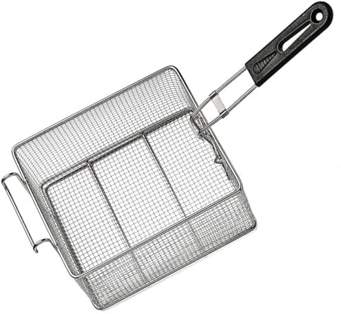 iBest UK Stainless Steel Deep Fat Fryer Basket with Plastic Handle, Food Strainer Wire