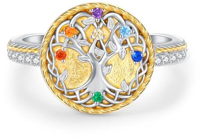 KINGWHYTE Anello con albero della vita, in argento Sterling 925, per donne, regolabile, nodo celtico, albero della vita, anelli per la famiglia, gioielli, anniversario, compleanno, Natale, per moglie,