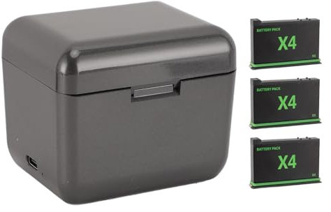 3 -Pack -Ersatzbatterie, Sportkamera Batterie Ladegerät Hub 3 Kanal 2500mAh Akku mit Typ C -Kabel für X4