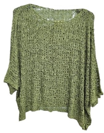 Alam Exclusive Women's Popcorn Top Crochet Oversized Knit Ladies Plain Batwing Boho Cover Up Summer Fish Net (UK, Numeric, 8, 18, Regular, Regular, Khaki)