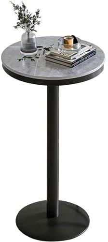 MNBVH Runder Hochtisch, Frühstücksbartisch, Grauer Marmortisch, Cocktailtisch, Pub-bistrotisch, Couchtisch Aus Metall, Eisen, Leicht Zu Reinigen, Sofa-beistelltisch(Size:Height 95cm)