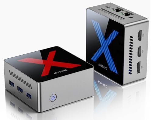 AIOEXPC Mini PC 12GB LPDDR5,256GB M.2 SSD with RGB Lighting,Mini PC Windows 11 Pro Ιntel Alder Lake N95,Mini Desktop PC 2xHDMI,1xDP,Micro PC WiFi/BT,4K UHD,Mini Computers for Office/Home/Business