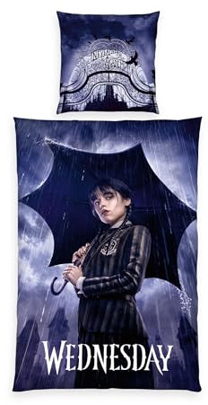 Herding Bettwäsche Wednesday, Kopfkissenbezug ca. 80 x 80 cm, Bettbezug ca. 135 x 200 cm, Mit Markenreißverschluss, 100% Baumwolle/Renforcé, Design 1