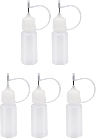 Precision Tip Applicator Bottles,5Pcs 10ml Empty Needle Tip Glue Bottle Applicator,Plastic Quilling Glue Squeeze Dispensing Bottles with Twist Cap for Liquid Glue Oil Acrylic Paint DIY Quilling Craft
