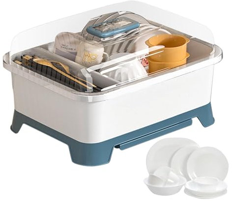 Escurridor - Escurridor De Platos Con Tapa, Escurridor De Botellas Con Tapa, Escurridor De Platos Con Tapa Bandeja Para Tazas Y Platos De Cocina Suministros De Cocina Bandeja Para Tazas Y Platos
