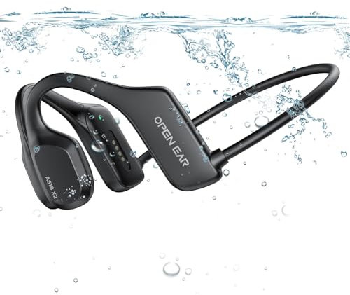 QYGCKJ Cuffie A Conduzione Ossea, Auricolari Conduzione Ossea Wireless Bluetooth 5.3, Auricolari Sportive Bluetooth Impermeabili IPX8,Open-ear Cuffie per Corsa Ciclismo Guida Fitness Nuoto