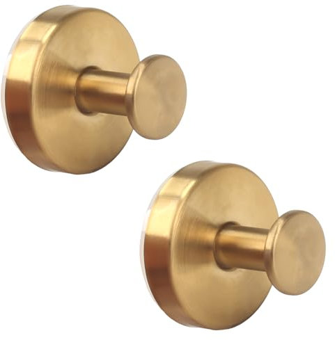 VirtuGro 2 Ventose con Gancio Gancio Accappatoio Doccia Porta Asciugamani Ventosa Ganci Appendiabiti Acciaio Inox Ganci a Ventosa Resistenti Senza Foratura per Cucina Bagno Doccia 5KG D'oro