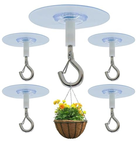 5 PCS Self-Adhesive Ceiling Hooks Command Hooks Heavy Duty, Heavy Duty Ceiling Hooks for Hanging Plants Command Ceiling Hooks, Lights, Wind Chimes, and More - No Drilling Required, Easy to Install