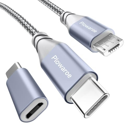 USB C auf Micro USB Kabel 5M USB C auf Small USB Adapter Android Ladekabel Kompatibel mit Samsung Galaxy S20/S9/S9+/S10 Huawei HTC LG (Grau)