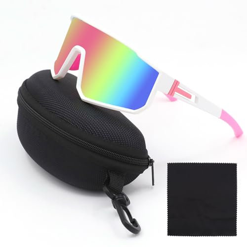 DHINCHANSAIB Lunette de Cyclisme Homme Femme, Lunette de Soleil Sport Polarisées, UV400 Lunette Vitesse, Vue HD Antidérapante Lunettes Rapides pour VTT Course à Vélo Course à Pied(rose)