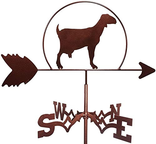 Girouette artisanale avec silhouette d'animal - Support de toit - Indicateur de direction du vent - Scène de ferme - Piquet de jardin - Outil de mesure professionnel (chèvre)