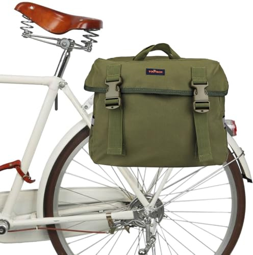 TOURBON Nylon Fahrrad-Doppeltaschen mit reflektierendem Streifen, Fahrradtasche für die Gepäckablage am Rücksitz, Radfahren, Reisen