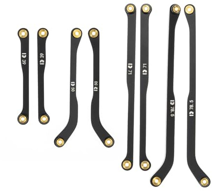 RampCrab High Clearance 4 Links Set for SCX24 Gladiator & Dodge Power Wagon, Steel Links Set, Upgrade Parts for SCX24, Axial 1/24 RC Crawler Car Upgrade Accessories, 8Pcs, Black