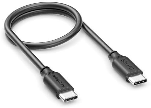 deleyCON 0,30m USB-C Kabel PD3.0 60W Schnellladekabel - Schwarz | Kurzes 30cm, Ladekabel für iPhone 16/15 Pro Max, Galaxy S26/S25/S24/S23/S22, Pixel, iPad, MacBook, Switch, PS5