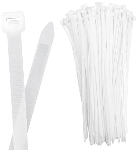 MISIQIMA 100 Pièces Blanches Serre Cable 450 mm × 10 mm, Nylon Collier de Serrage Plastique, Résistance à la Traction Serre Flex pour la Gestion des Câbles et le Travail de Jardinage