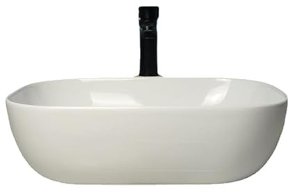 Lavandino da Appoggio per Bagno Lavandino semplice quadrato ad angolo arrotondato Lavabo sopra piano in ceramica singolo for balcone da esterno