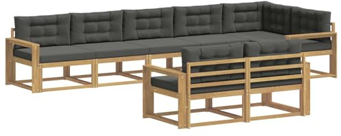 vidaXL Outdoor-Sofagarnitur 6 pcs Weiß und Anthrazit Polyester, Akazienholz Sofa, modernes Outdoor Lounge Set, langlebige Gartenmöbel, vielseitige Sitzgelegenheit für Terrasse