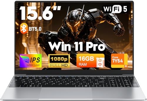 FUNYET Computer Portatile Laptop, 2026 Laptop Offerta da 15,6 Pollici, 16 GB di RAM, SSD da 512 GB, Core i5-7Y54 PC Portatile, IPS FHD 1920 x 1080 Notebook,5000 mAh,WiFi5,BT 5.0,Type-C