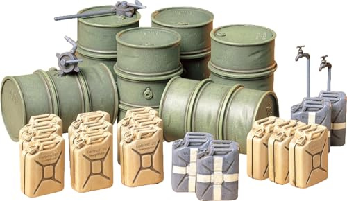 TAMIYA 300035186 1:35 Diorama Set German Barrels and Canister, Verschiedene Farben