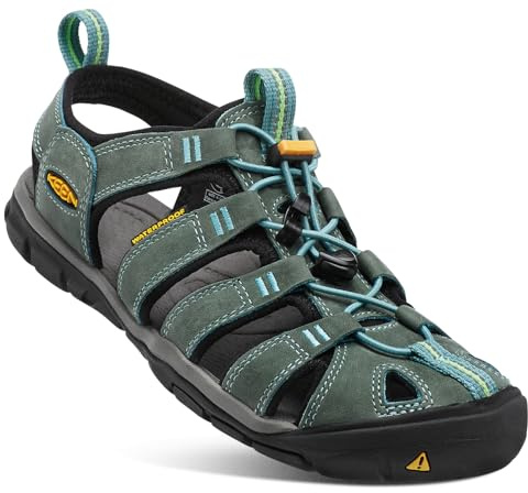 KEEN Damen Clearwater CNX Sandalias, Mineral Blue/Yellow Leather, 35.5 EU