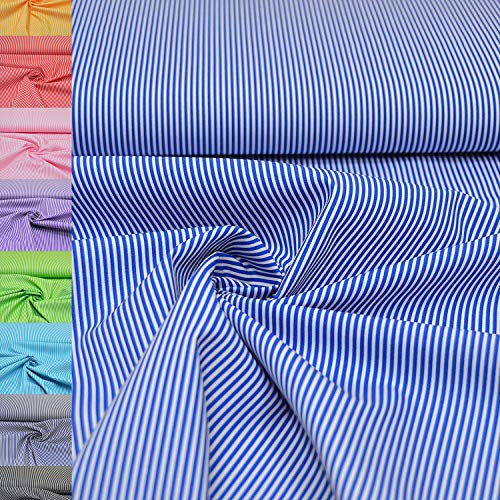 MAGAM-Stoffe Amelie Streifen Baumwollstoff Oeko-Tex Meterware 50cm (11. Royal-Blau)