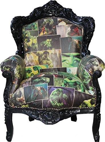 Casa Padrino Barock Sessel King Comic Design/Schwarz Lederoptik - Möbel