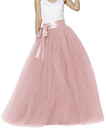 EllieHouse Womens Long Tutu Party Evening Tulle Skirt Dusty Pink Size L PC05