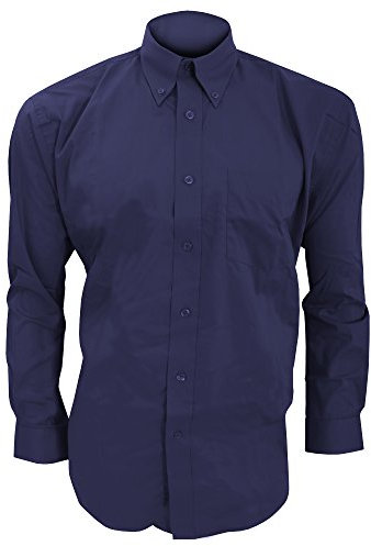 Kustom Kit Oxford Shirt - Men's Long Sleeve, Button Down, Midnight Navy, 21inch
