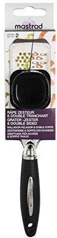 Mastrad F21952 Lot de 2 râpes : râpe zesteur + râpe double tranchant 297 x 705 x 450 mm Gris/Noir