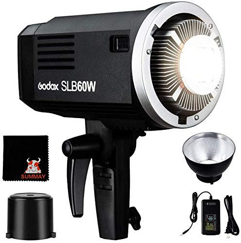 GODOX SLB60W Luz LED Video 60W Foco Led 5600K Batería Recargable Bowens Mount para fotográfico Estudio Video Youtube Video entrevistas(SLB60W LED Light)