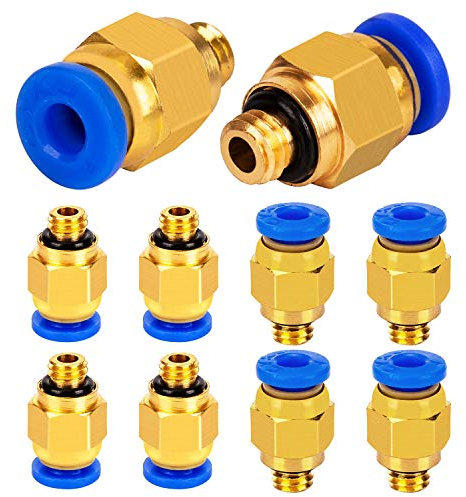 LUTER PC4-M6 Pneumatik-Schnellverbinder (Packung mit 10 Stück), 4mm Gewinde M6 Push-Anschluss für PTFE-Schlauch 3D-Druckeranschluss