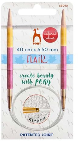 Pony Flair Rundstricknadeln aus Holz 40 cm 6,50 mm - Einzelfein